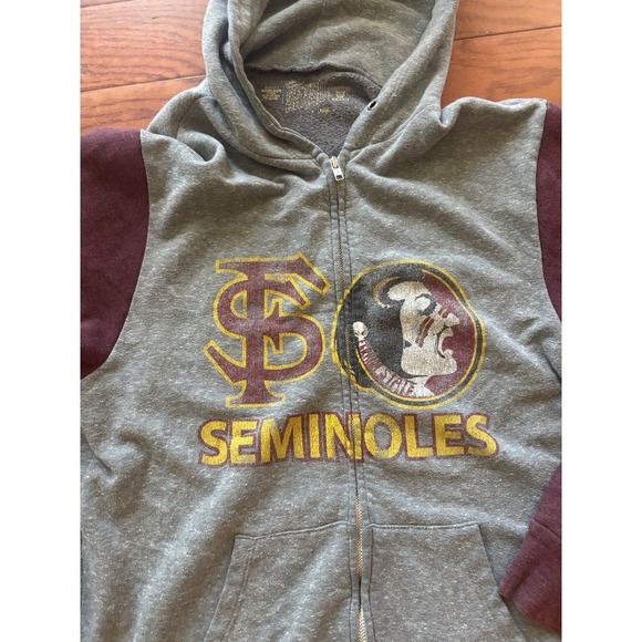 FSU Florida State Seminoles Large Retro Brand Full Zip Hoodie Jacket - Picture 2 of 5
